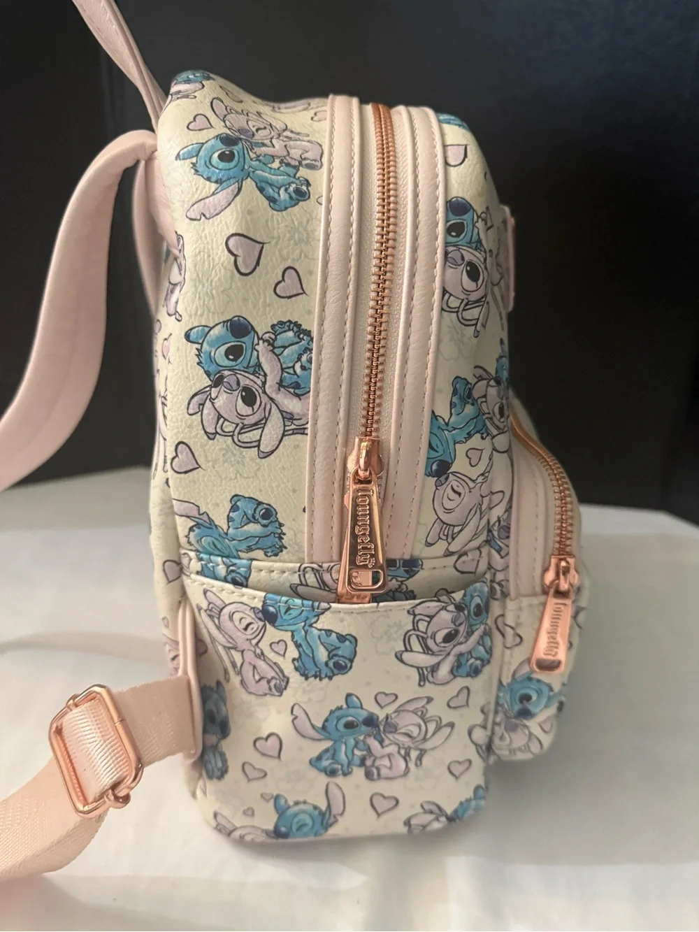 Loungefly Cream & Blue Stitch Pattern Kids Mini Backpack